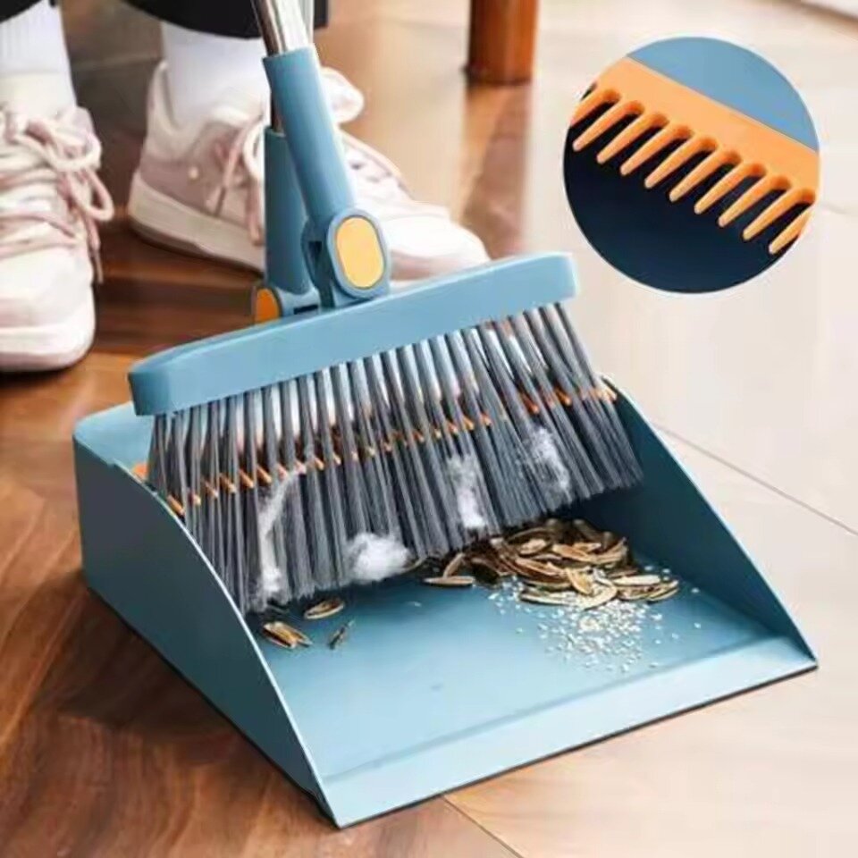 3-in-1 Broom & Dustpan Combo Set – Adjustable Rotatable Design for Indoor